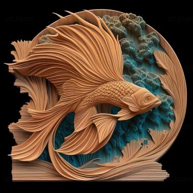 3D model Two  tailed fighting fish fish (STL)